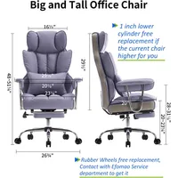 Office Chair 400LBS,Big and Tall PU Leather Computer Chair,Executive Office Chair with Leg Rest and Lumbar Support 2