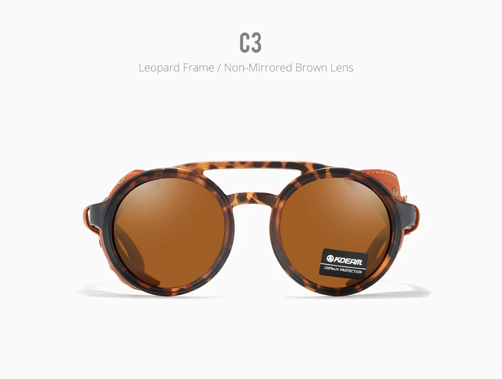 KDEAM Polarisierte Sonnenbrille Runde Für Männer Frauen Weiche Leder Schild Sonnenbrille Retro Brillen Mit Schädel Zipper Fall KD0418 – Detail 18