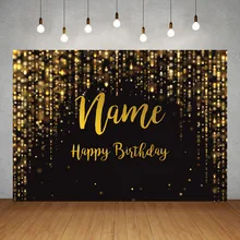 

Golden Glitter Custom Name Photography Backdrops Vinyl Photo Backgrounds for Birthday Party Banner Prom Dessert Table Photocall