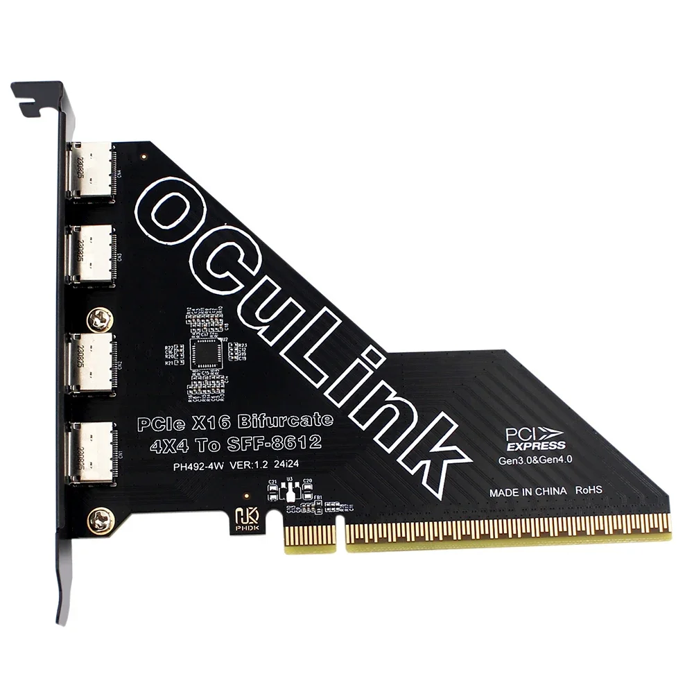 PCIe X16 To SFF 8611&8612 Adapter Card PCIe 4.0 X4 To Oculink Adapter PCle4.0 PCIe X1 SSD To U.2 OCUlink SFF-8612 Adapter Card