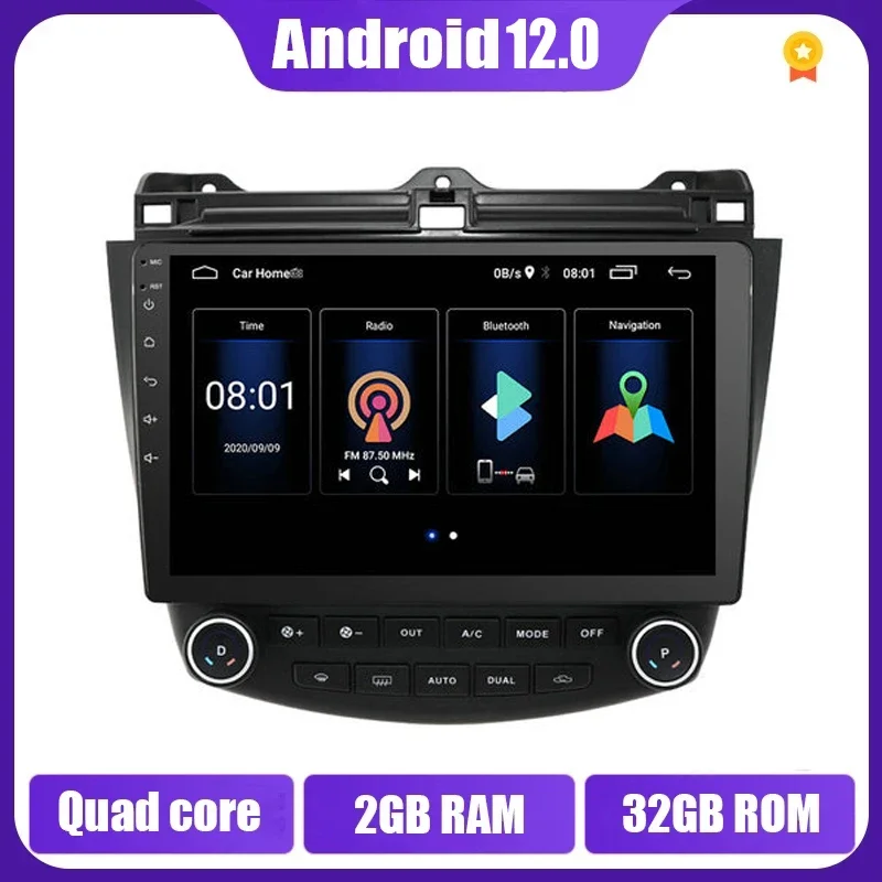 

10 Inch Android 12.0 2Din Car Radio GPS Multimedia Player for Honda Accord 7 2003 2004 2005 2006 2007 Quad Core Wifi BT USB DVR