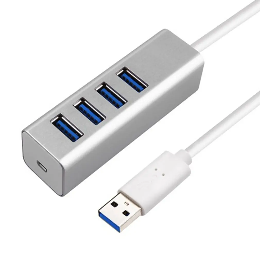 Sıcak Alüminyum USB 3.0 HUB Yüksek Hızlı 4 Port Güç Adaptörü 5 Gbps İletim Hızı Bilgisayar Dizüstü Dizüstü PC için USB Hub