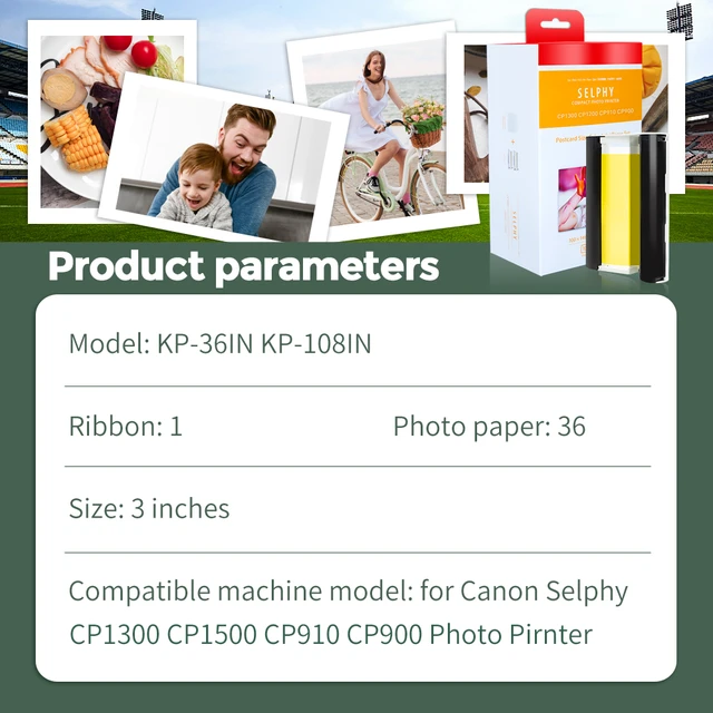 Ensemble de papier Photo 3 pouces, cartouche d'encre en papier Compatible  avec Canon Selphy3 pouces, pour Canon Selphy CP1300 CP1500 CP1200 CP1000  avec plateau - AliExpress