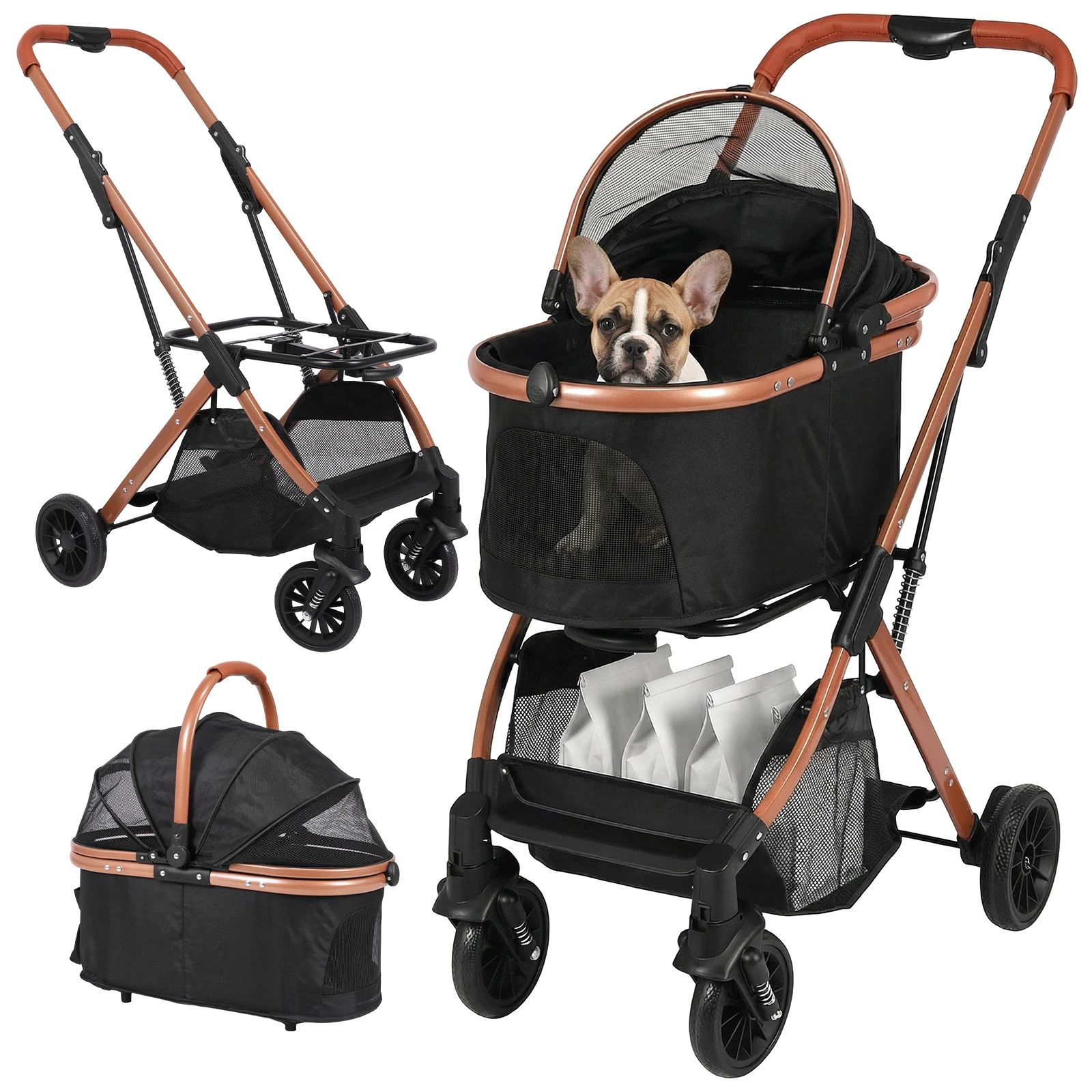 Pet Stroller for Medium Dogs, Foldable Dog Stroller with Detachable ...
