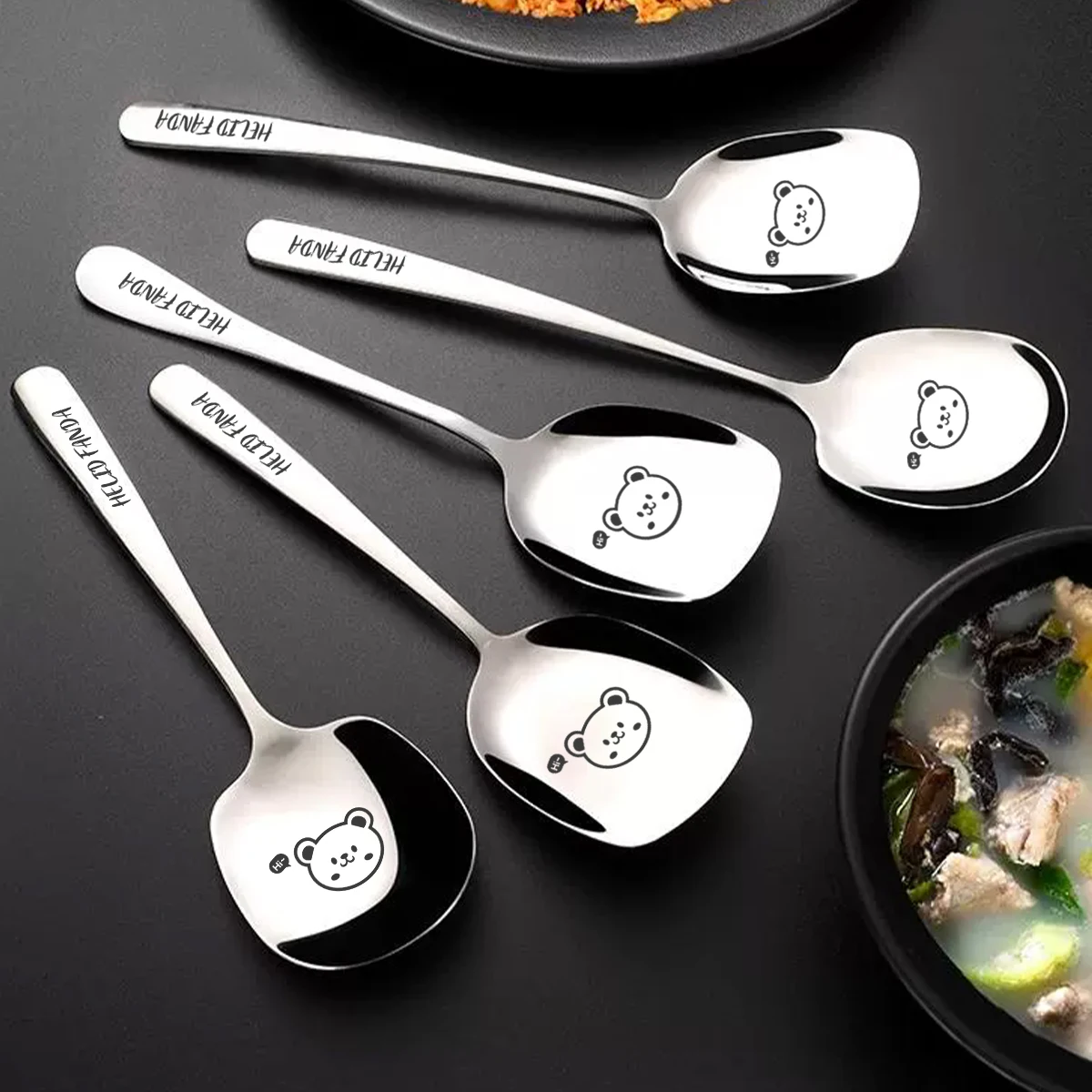 WORTHBUY Large Stainless Steel Spoon et Long Handle Serving Spoon Thicken Dinner Public Restaurant Kitchen Tableware
