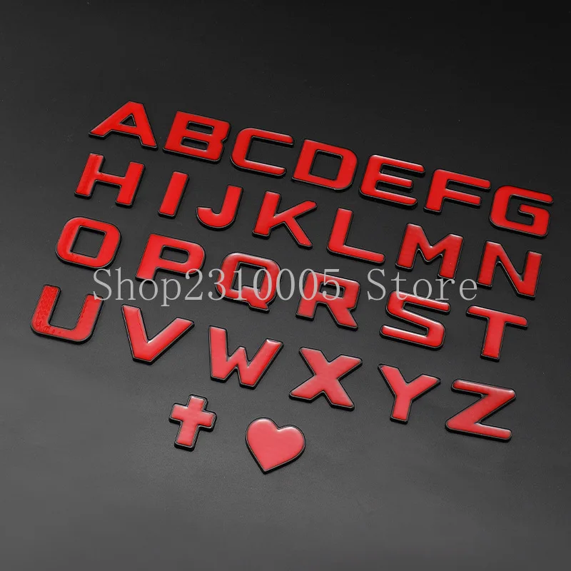 DIY A-Z 0-9 3cm Dual Colors Red Black Metal Letters Numbers Star Heart Car Nameplate Logo 3D Sticker for Range Rover Defender