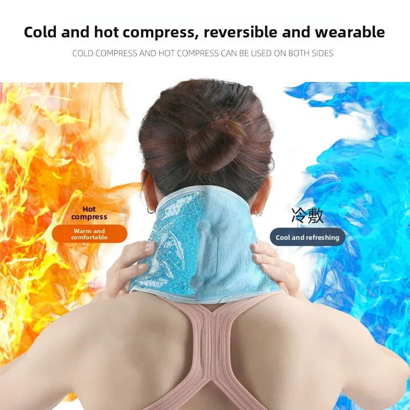 Reusable Gel Bead Neck Strap Hot Cold Compress Wrap with Adjustable Strap for Shoulder Neck Waist Pain Relief