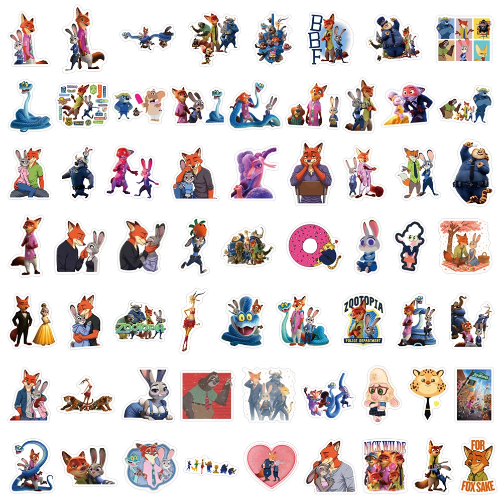 10/30/50/120pcs Zootopia 2 스티커 귀여운 디즈니 애니메이션 데칼 DIY 오토바이 수하물 노트북 재미 있은 방수 낙서 스티커 장난감