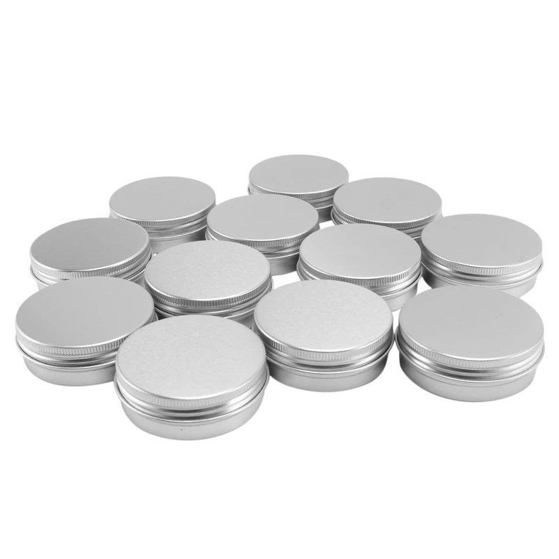 

12 x 50ml Aluminium Make up Pots 50ml Capacity Empty Small Cosmetic/Candle/Spice Pots Tins Jars