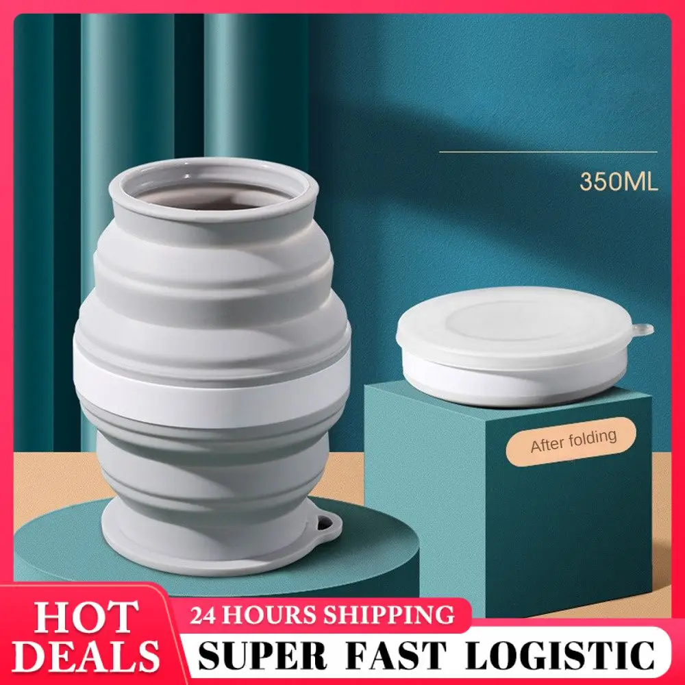 

Дорожная кружка, удобная складная Складная чашка с крышкой, креативная чашка, предметы первой необходимости, популярная силиконовая чашка, герметичный карман, прочная
