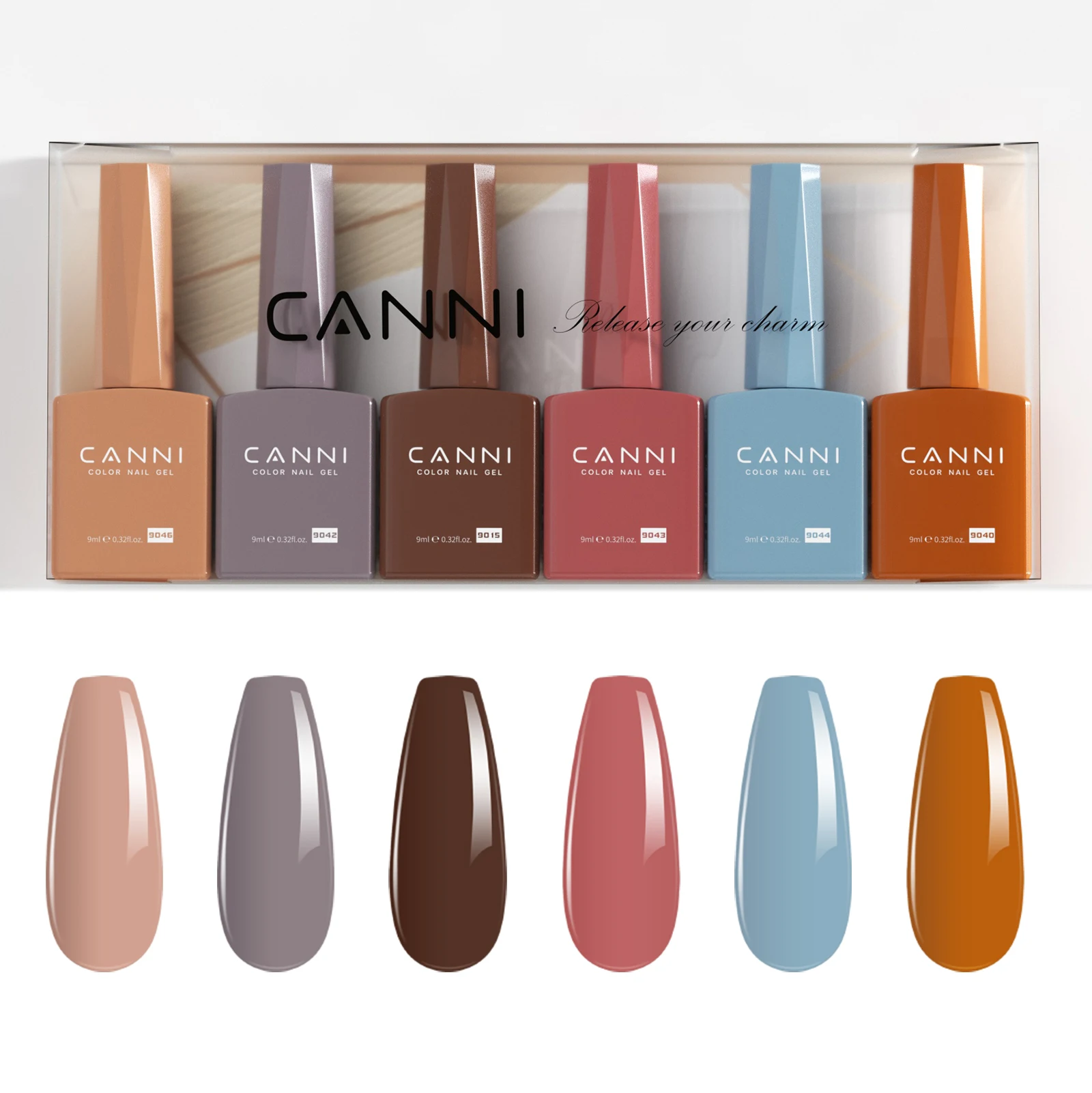 CANNI NEW 6개입/세트 HEMA TPO 프리 젤 폴리쉬 영구 네일 바니쉬 세트 오래 지속되는 매니큐어 베이스 탑 코트 젤 핑크 누드 컬러