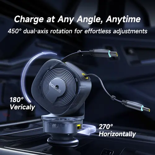 Baseus 240W Car Charger 4 Ports Built in Retractable Cable Fast Charging USB Type-C Car Phone Charger For Samsung iPhone Xiaomi - Image 4