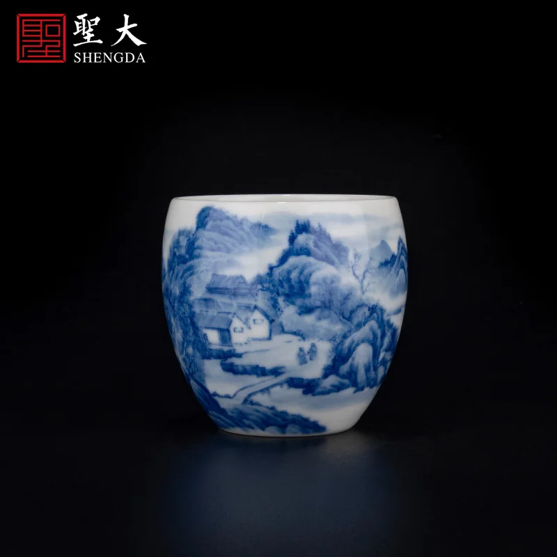 Уединение с леса, живопись Yuanxu печи, chaiyao синий и белый, Цзиндэчжэнь Чистая ручная роспись Чайный сервиз и чайная чашка