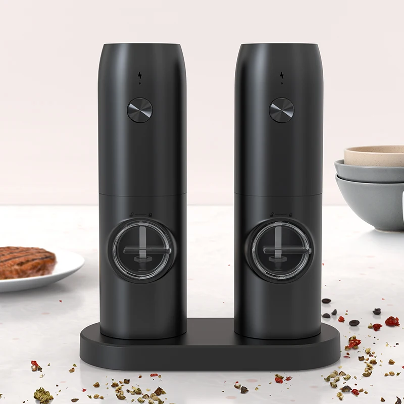 PRIME, Electric Salt and Pepper Grinder Set, 2 Mills, Rechargeable, With  Charging Base, USB Cable, Power Adapter, Automatic Tact Switch Operation