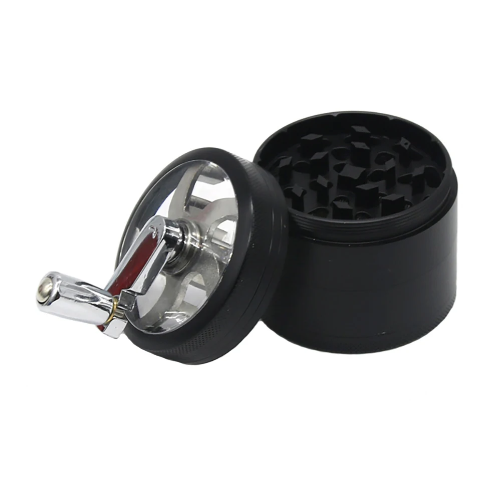 55mm Herb Grinder Hand-cranked Tobacco Crusher Durable Zinc Alloy Spice Mills with Sharp Razor for Smoker Smoking Accessories 5