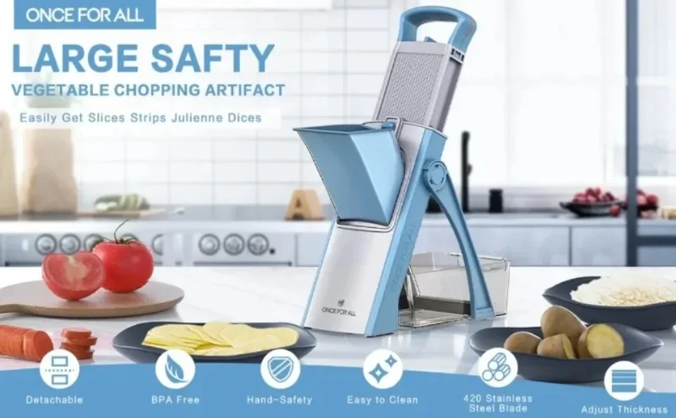 Description Picture 4 of itemKitchen Vegetable Cutter Potato French Fries Graters Time-Saving Chopper with Safety Container Stainless Steel Cooking Gadge