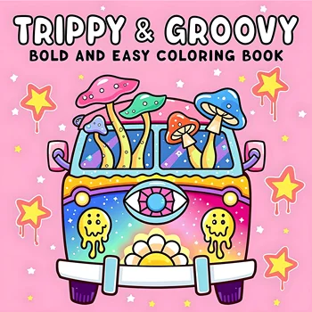 GROOVY Bold-easy Patterns Coloring Book for Adults Cute Drawing Book Perfect Gift for Party and Birthday 1
