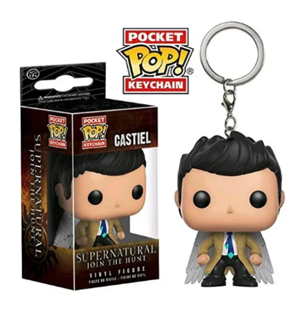 FUNKO Pop Nuevo llavero Supernatural Llavero Castiel con Wing Sam Juguete Figura de vinilo Colección Pocket Pop Llavero Juguetes POP