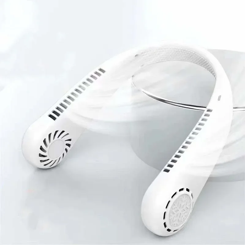 2024 1200mAh New Mini Neck Mounted Fan Portable Bladeless Neck Rechargeable Air Cooler 3 Speed ​​Mini Summer Sports Fan Outdoor 6