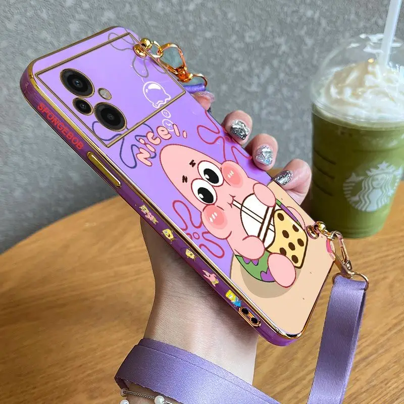 

Drinking Milk Tea Lanyard Plating Phone Case For Xiaomi Poco M5 M4 Pro F4 X4 GT F4 GT X4 F3 X3 M3 X3 NFC X2 X3 Pro C40 Cover