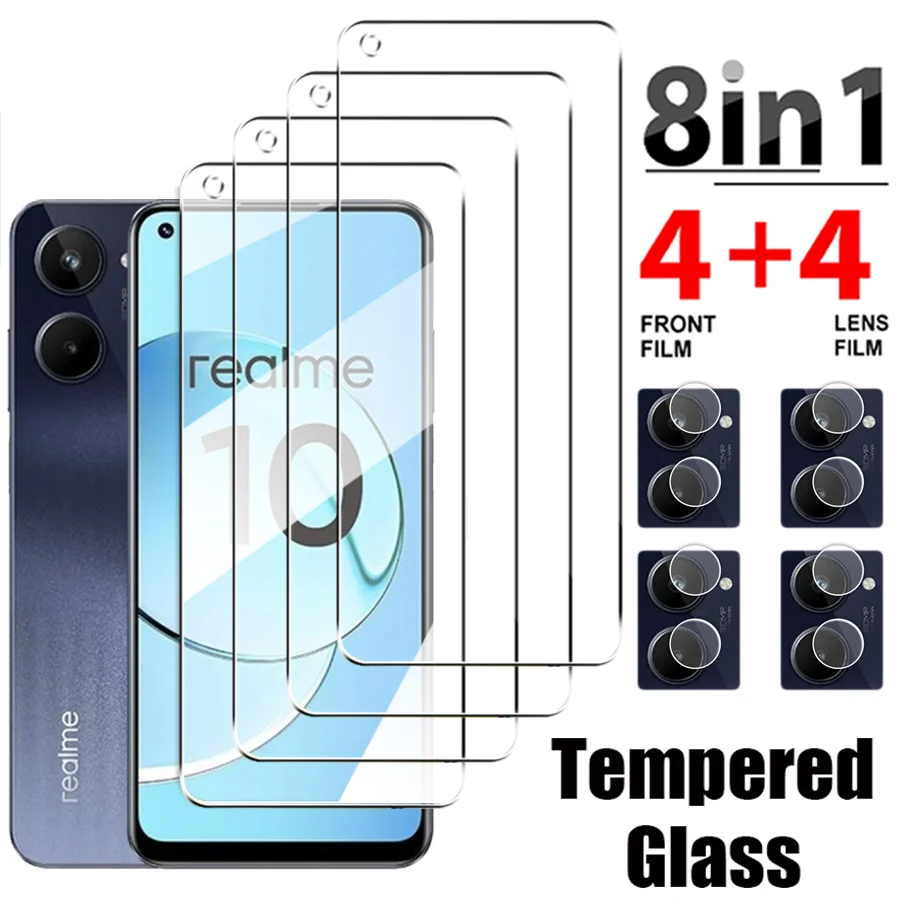 Realme 카메라 스크린 보호대 강화 유리, Realme 10 C55 C21Y C25Y C31 C53 C33 C30, Realme Narzo 50A 50i 20 Prime Class용, 8in 1