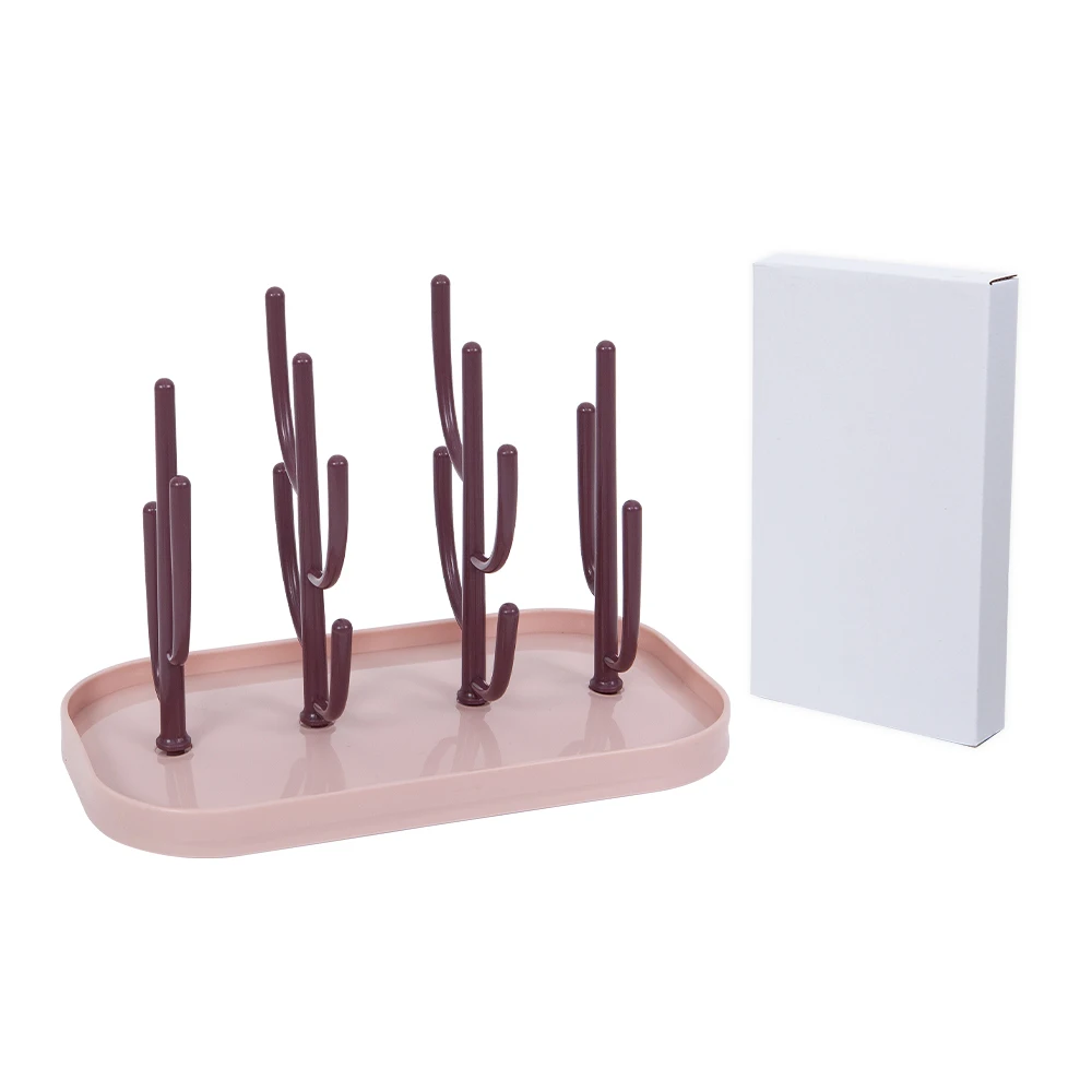 Baby Bottle Drying Rack Cup Holder Portable Removable Storage Support Drain Rack Cups Bottle Cleaning Drying Cactus Shaped
