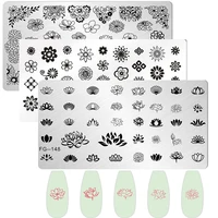 Lotus Flowers Nail Stamping Plate Stainless Steel Template Flower Pattern Rectangle Template Manicure Nail Art Stamp Image Plate 1