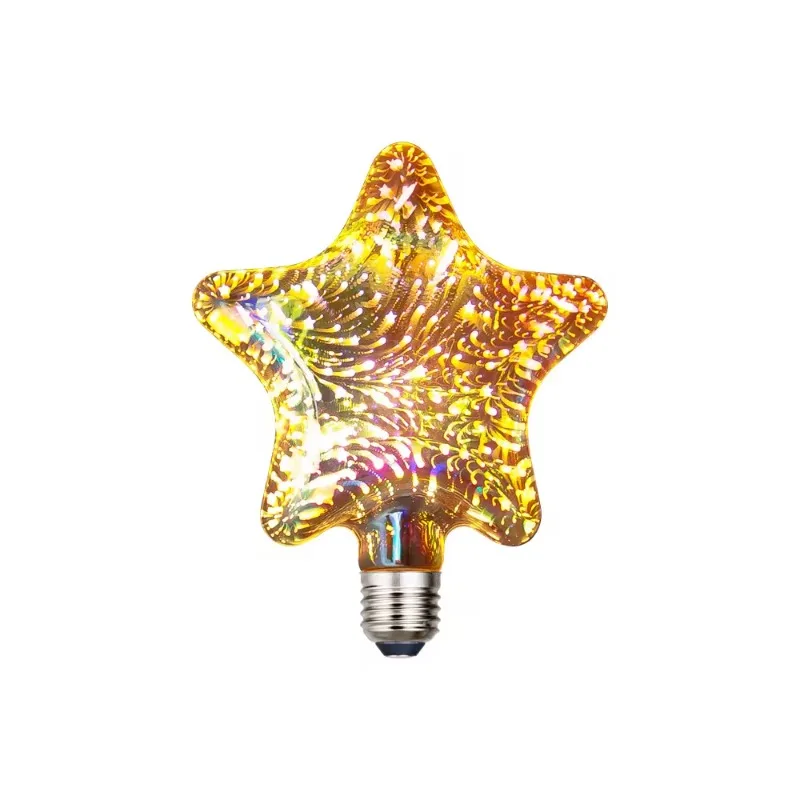 에너지 절약 조명 전구 장식 전구, 다채로운 3D LED, 낮은 에너지 소비, 4w, 5 점 별 불꽃 놀이 바, e27