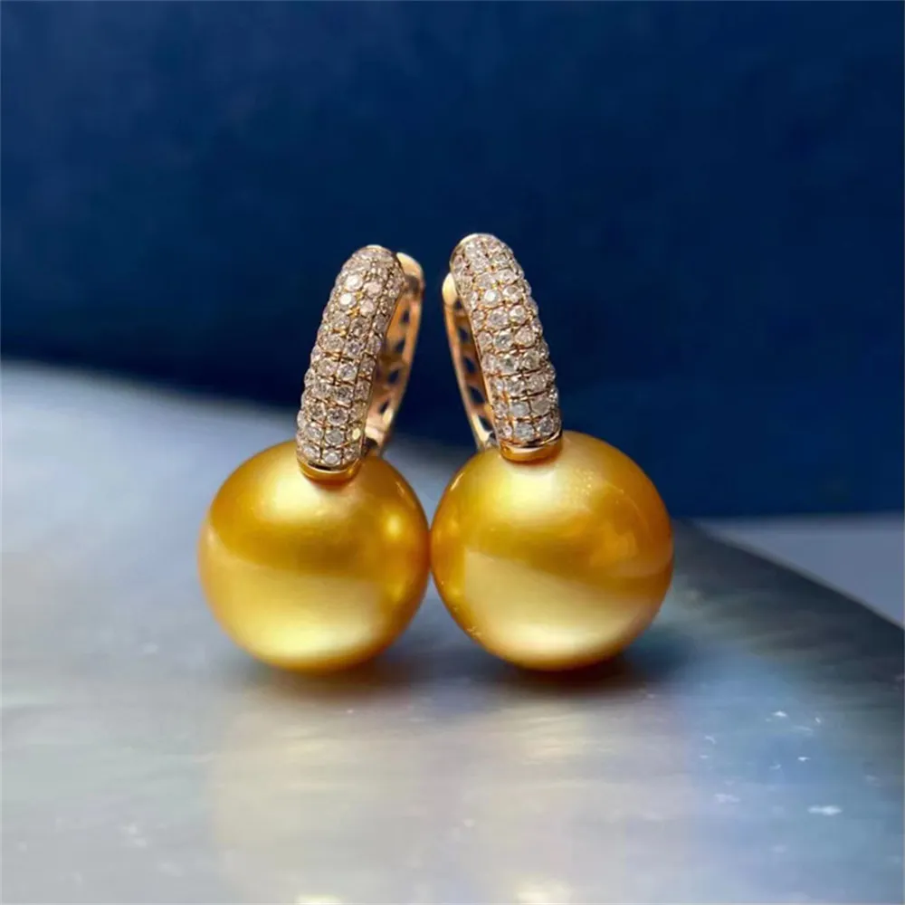 

DIY Pearl Ear Stud Accessories S925 Sterling Silver Jewelry Gold Ear Buckle Female Empty Fit 9-12mm Beads