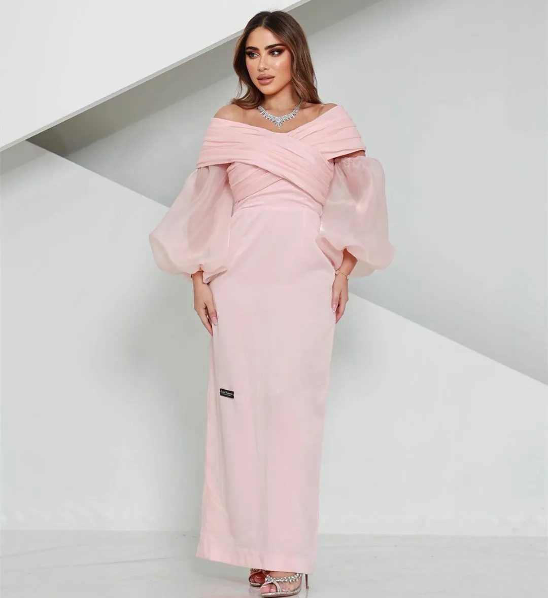 

Elegant Long Pink Off Shoulder Evening Dress With Slit Mermaid Floor Length فساتين السهرة Robes de soirée Prom Dress for Women