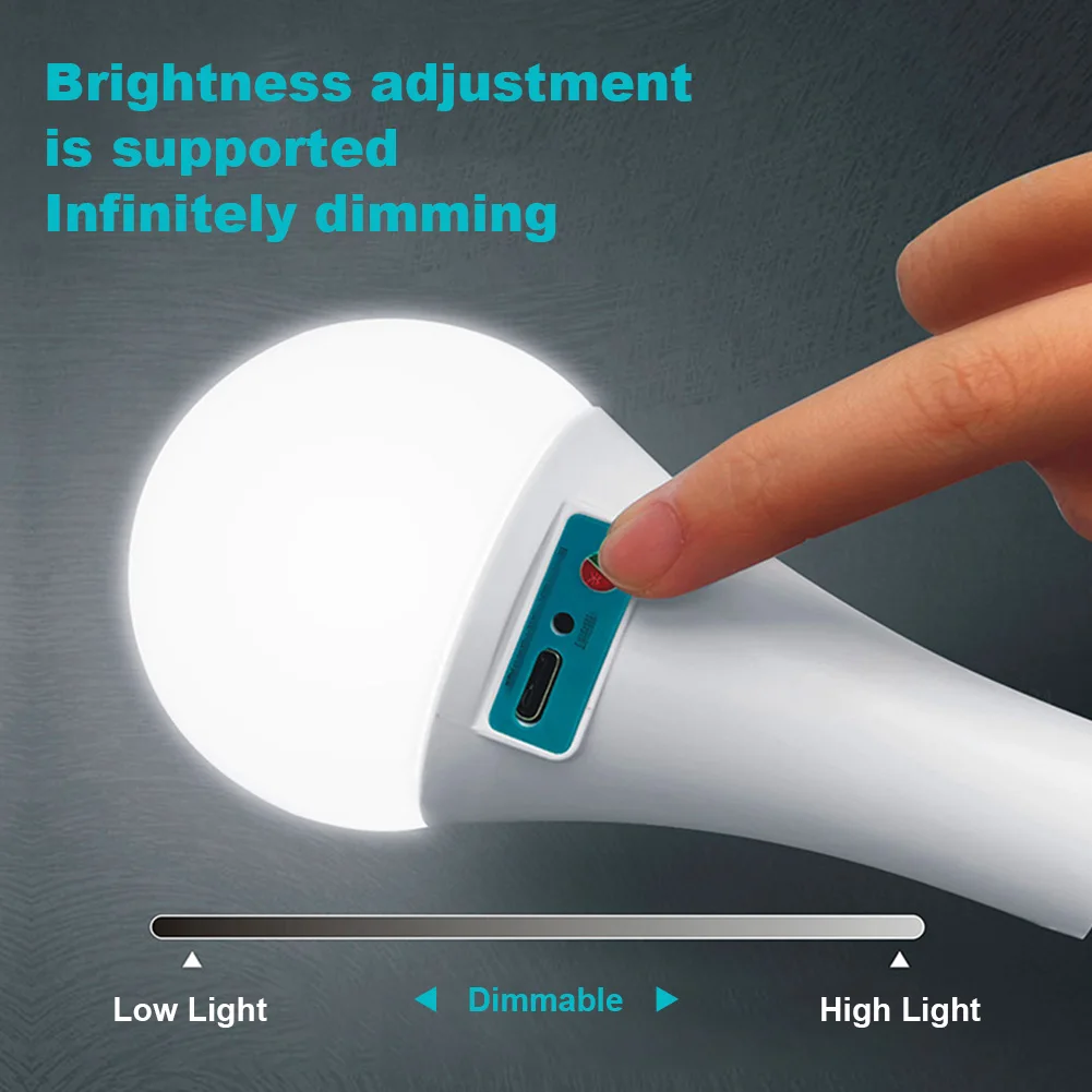 Type C Rechargeable Light Bulbs with Hook Portable LED Tent Light Bulbs Hanging LED Bulb for Home Emergency Camping Hiking