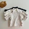 Girls Print Turtleneck T-Shirt Spring And Autumn Children's Cotton Long-Sleeve Basic Shirts Baby Kids Clothes New Top Tees 2