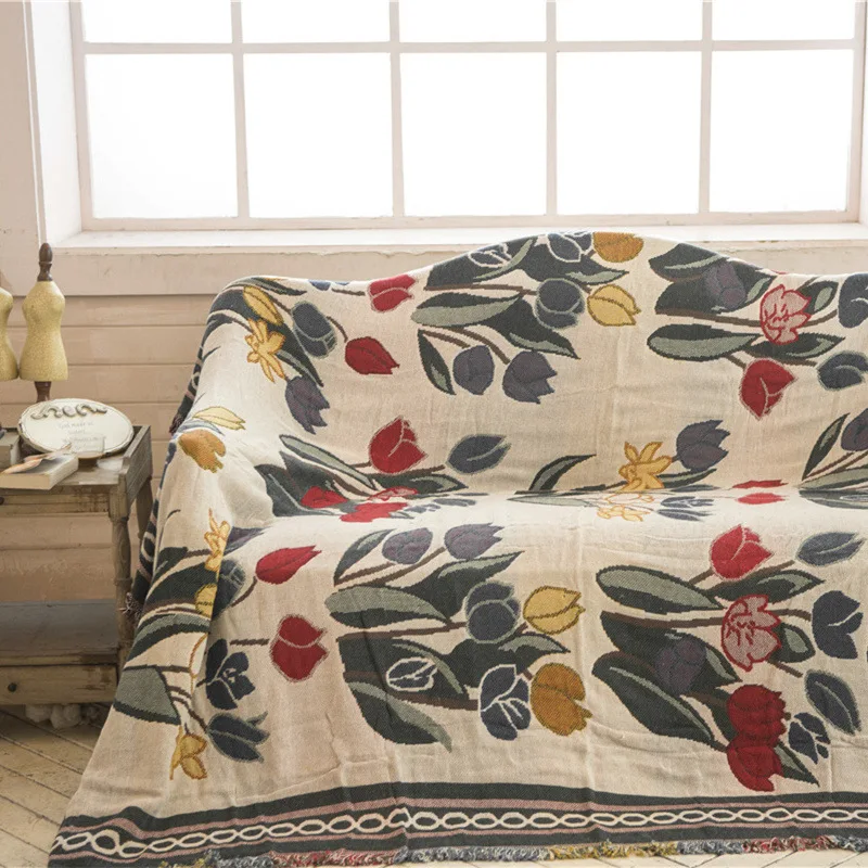Knitted Floral Throw