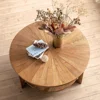 Wood Round Coffee Table for Living Room, 2 Tier Circle Coffee Table with Storage, Rustic Natural Coffee Table for Apartment, Eas 3