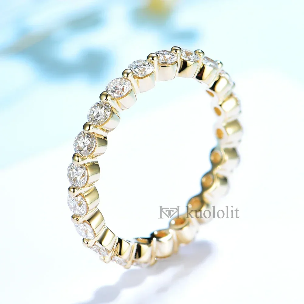 585 14K 10K White Gold Bubble Ring for Women 2.5mm Round Cut Moissanite Solitaire Eternity Full Band For Engagement New moissanite ring gold rings golden ring