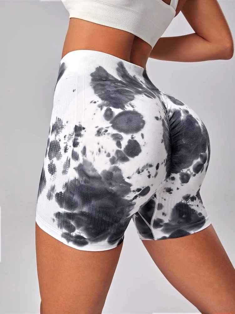 

Beautiful Girl Ink Jiangnan 3/4 Peach Hip Lifting Fitness Shorts Women's Summer Tight Printing Sexy Europe and America