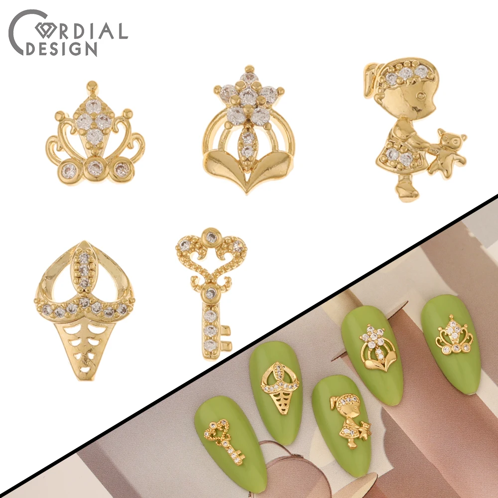 Cordial Design 50Pcs Cubic Zircon/Genuine Gold Plating/DIY Fingernail Accessories/Multi Shapes/Jewelry Findings & Components - cordial