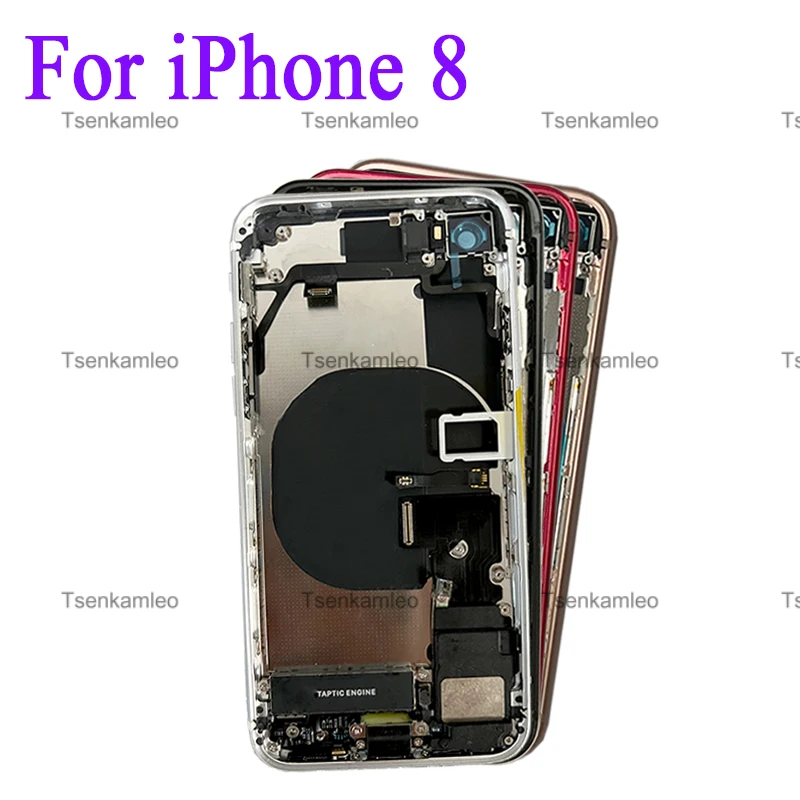 

OEM полная сборка для iPhone 8 задняя крышка аккумулятора + средняя рамка Шасси + лоток для SIM-карты + боковой ключ корпус Чехол гибкий кабель запасные части