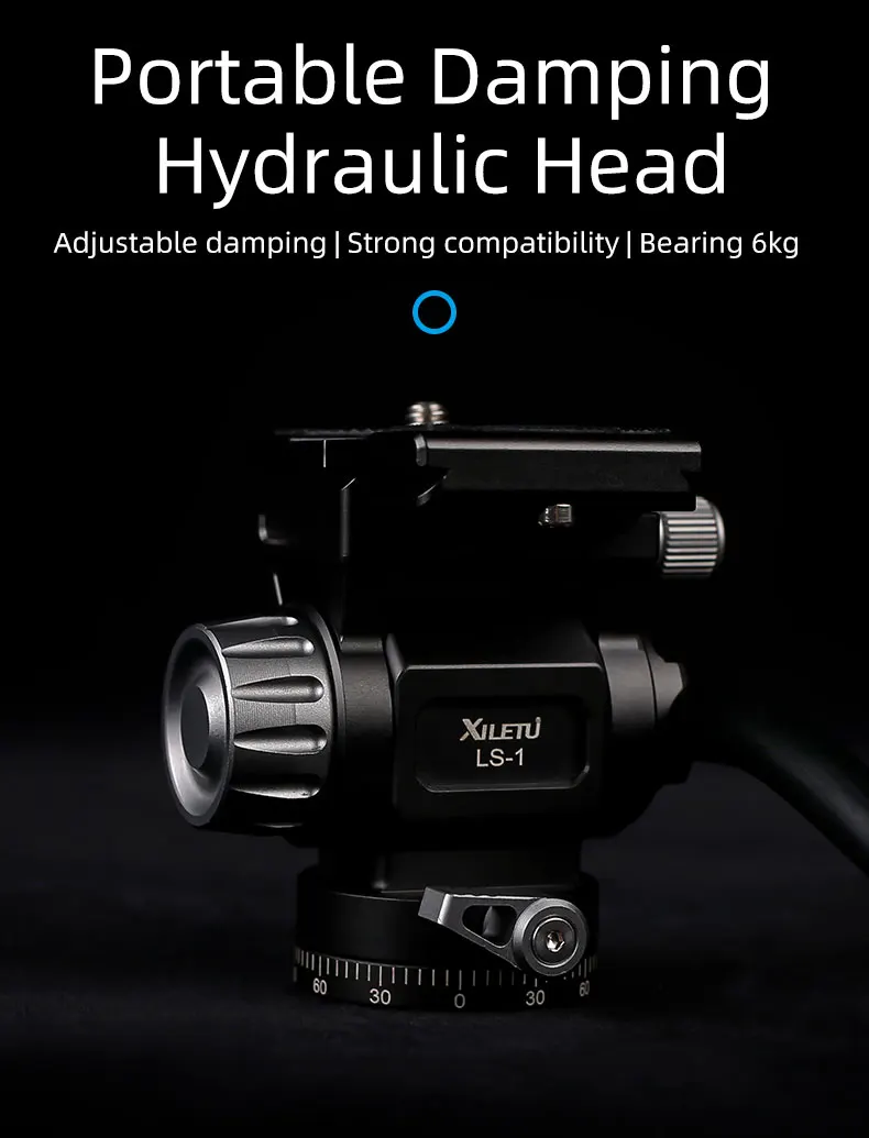 Description Picture 2 of itemXILETU LS1 Panoramic Tripod Head Hydraulic Fluid Video Damping Head For Tripod Monopod Camera Holder Stand Mobile SLR DSLR