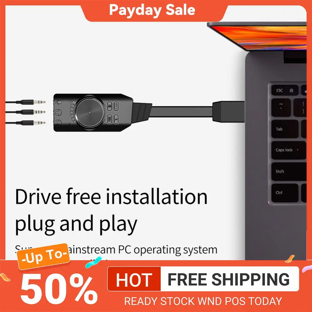 GS3 7.1 채널 사운드 카드 외부 USB 오디오 3.5mm 헤드셋 스테레오 마이..