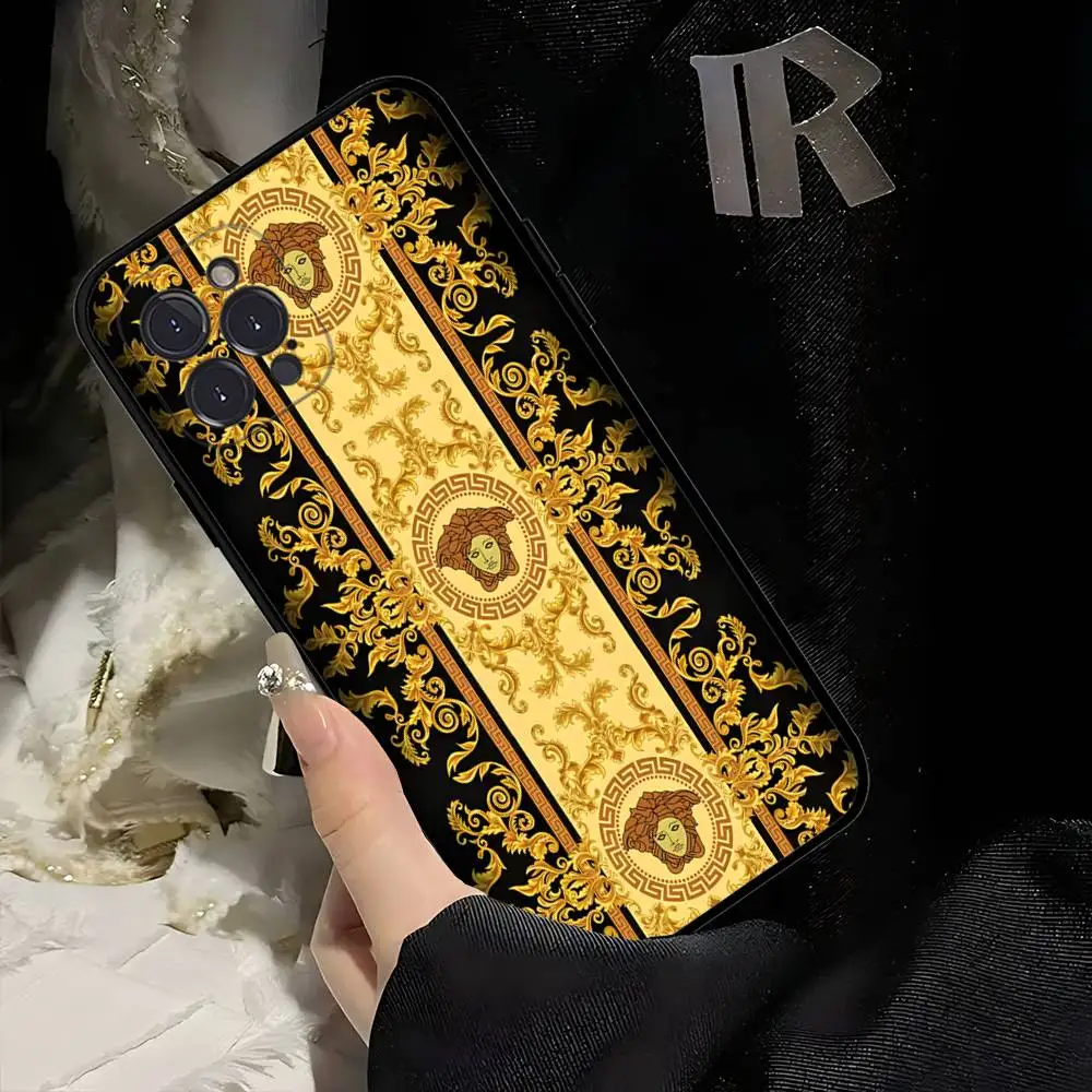 Luxury V-Versace Designer Silicone Phone Case - Black Cover