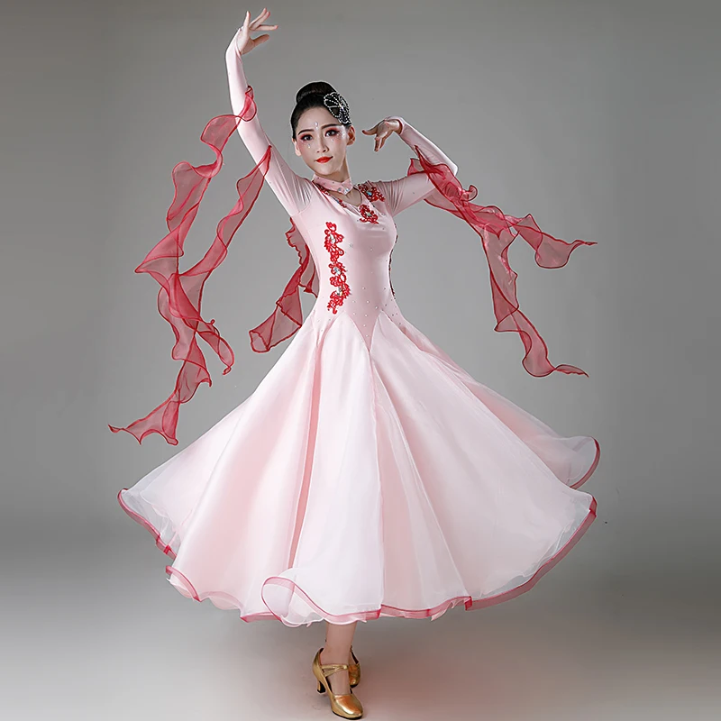 

2022 Newest Women Ballroom Dance Dress Waltz Adult Modern Ball Costumes Tango Rumba Costumes 0510