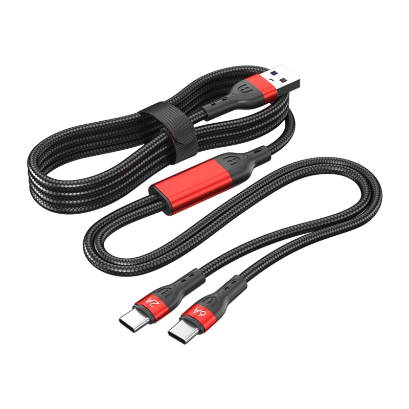 

2 In 1 USB To UsbC Phone Cable Type-C Extension Cord For Phone Tablets Charging Cord 66W 1.5m/4.92ft