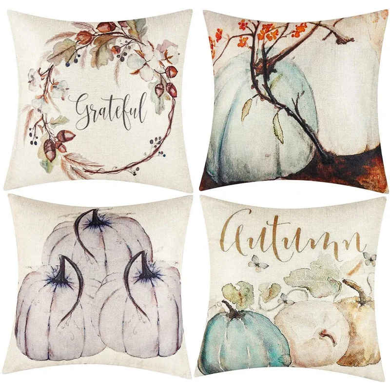 

Pumpkin Throw Pillow Covers Autumn Farmhouse Pillow Cases Happy Fall Cushion Covers for Fall Thanksgiving Festival