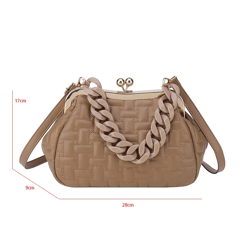 Purple Design Handbag Women Quilted Shoulder Bag Clip Small Crossbody Bags For Women 2022 Metal Chain Clutches Cloud Purse