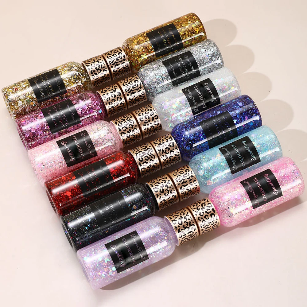 Body Glitter Gel Nail Hair Face Eye Loose Sequins Cream Diamond Glitter Eye Shadow Liquid Face Body Sequin Gel Makeup Decoration 5