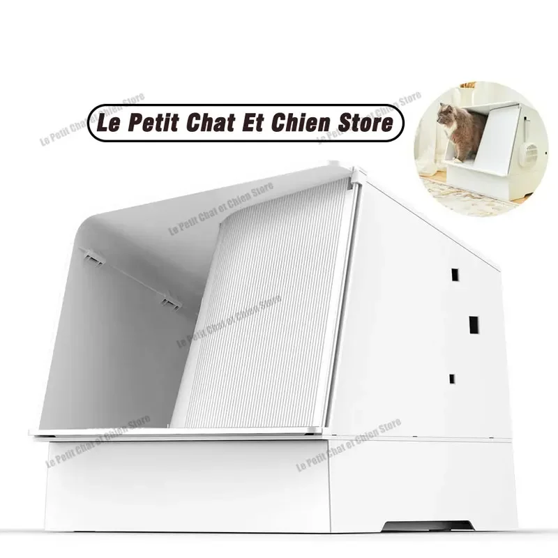 

PETKIT White Villa Semi-Enclosed Cat Litter Box with Scoop Ventilated Litter Box for Cats Lighter 18lbs pet litter tray