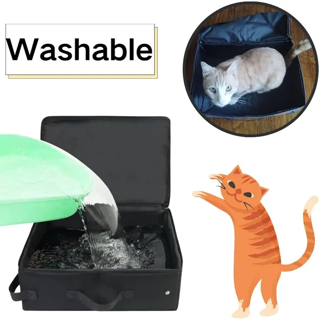 Foldable Fabric Cat Trash Bin Cat Litter Box Cat Toilet Portable Foldable Cat Toilet Car Camping Cat Toilet 5