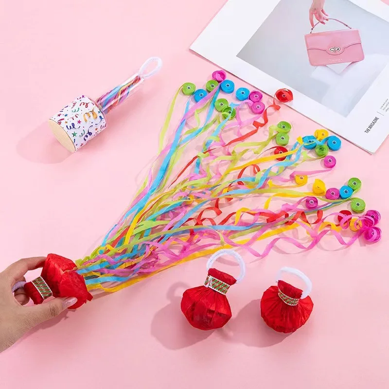 New Hand Throw Ribbon Wedding Reception Bar Celebration Party Spider Silk Pull Ring Streamer Atmosphere Props Pull Flower