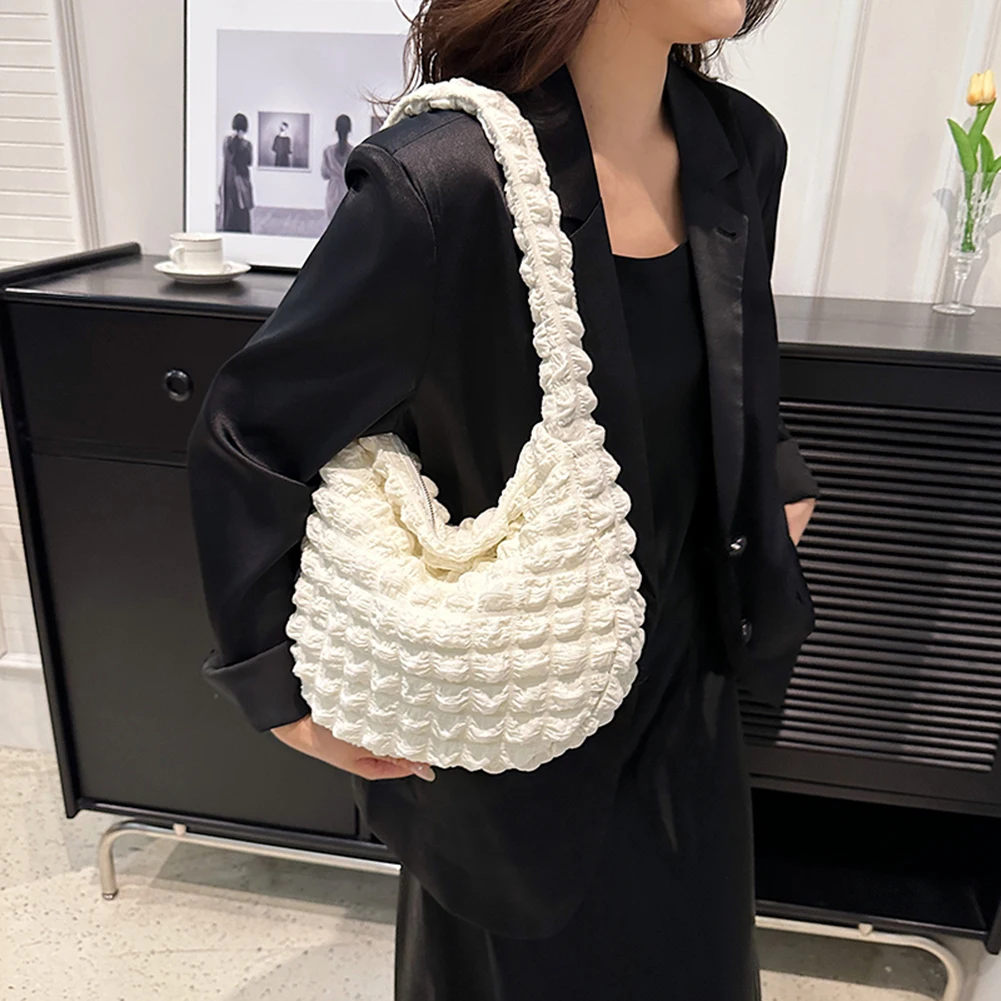 SQUARE QUILTED DESIGN CHAIN LINK HANDLE BAG - Puff - Women's Accerssories